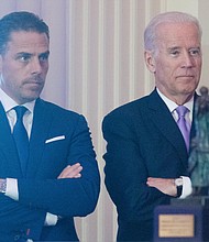 Federal authorities are now actively investigating the business dealings of Hunter Biden. In this photo, Hunter and Joe Biden attend the World Food Program USA's 2016 McGovern-Dole Leadership Award Ceremony on April 12, 2016 in Washington, DC.
Credit: Kris Connor/WireImage/Getty Images