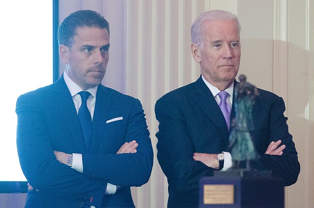Federal authorities are now actively investigating the business dealings of Hunter Biden. In this photo, Hunter and Joe Biden attend the World Food Program USA's 2016 McGovern-Dole Leadership Award Ceremony on April 12, 2016 in Washington, DC.
Credit:	Kris Connor/WireImage/Getty Images