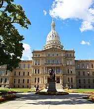 The Michigan State Capitol building is seen on October 8, 2020 in Lansing, Michigan.
Credit:	Rey Del Rio/Getty Images