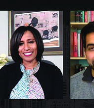 Sal Khan, founder and CEO of the Khan Academy, joined Phyllis M. Lockett, founder and CEO of LEAP Innovations, for a talk hosted by the Economic Club of Chicago. Photo courtesy of The Economic Club of Chicago