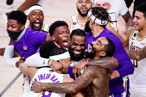 The Los Angeles Lakers are favorites to win the 2020-21 NBA title despite only having a 71 day break since winning last season's title.
Credit:	Douglas P. DeFelice/Getty Images