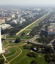 Aerial photo of the Washington Memorial with the Capitol in the background in Washington D.C. on September 26, 2003.
Credit: Andy Dunaway/USAF via Getty Images