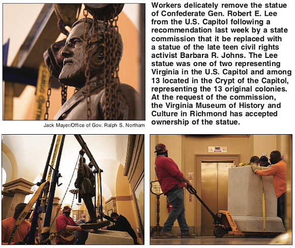 The statue of Confederate Gen. Robert E. Lee was removed with ease Monday from the U.S. Capitol, but the towering …