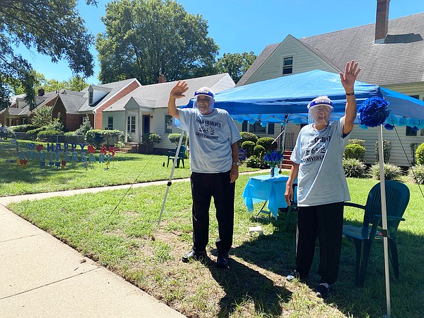 Charlotte and Frank Strayhorn celebrate their 65th wedding anniversary with a parade of well wishes from family and friends who drove by their North Side home honking their car horns, leaving gifts and waving. The socially distanced celebration was set up by cousins living in the area after the couple’s sons, who live out of state, had to scrap their plans to travel home for an anniversary party.