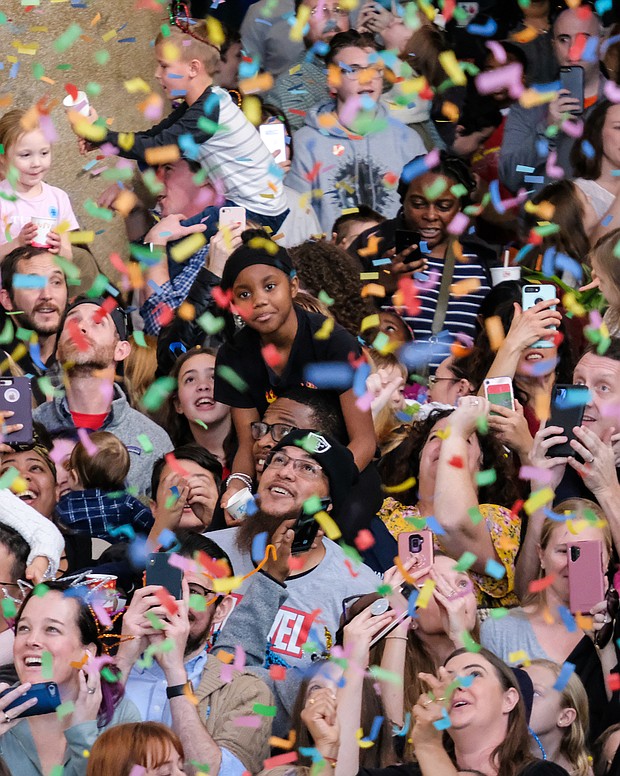 More than 2,000 people bring in the 2020 new year early at the stroke of noon on Dec. 31 at the Science Museum of Virginia during a celebration geared toward youngsters and their families.