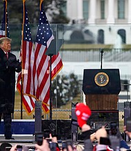 President Donald Trump arrives at the "Stop The Steal" Rally on January 6, 2021 in Washington, DC. Mark Zuckerberg says Facebook may block Trump 'indefinitely' from the social media platform.
Credit:	Tasos Katopodis/Getty Images