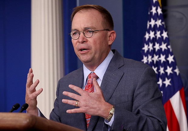 Mick Mulvaney joins others in resigning from his post as special envoy to Northern Ireland. Pictured here during a briefing at the White House on October 17, 2019, in Washington, DC, Mulvaney was then acting White House chief of staff.
Credit:	Win McNamee/Getty Images
