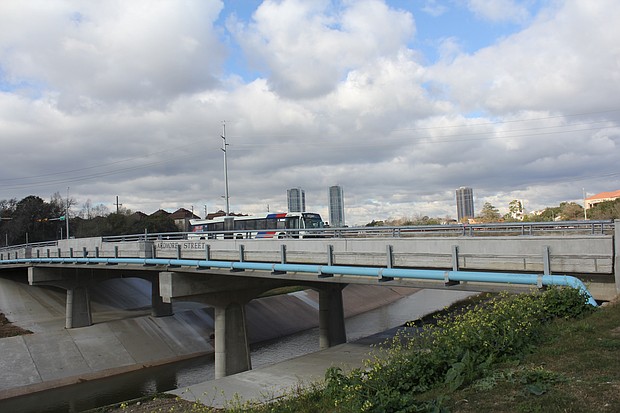 Traffic resumes Friday on the Ardmore Bridge over Brays Bayou that now is a higher, longer, and wider structure designed to reduce the risk of flooding in the area.