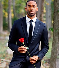 A contestant on the 'Bachelor' nearly collapses during a rose ceremony. This season's bachelor, Matt James, is pictured here.
Credit: Billy Kidd/ABC