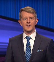 Ken Jennings hosts "Jeopardy!" on January 11, 2021, and honored 'the great Alex Trebek.'
Credit:	Jeopardy!