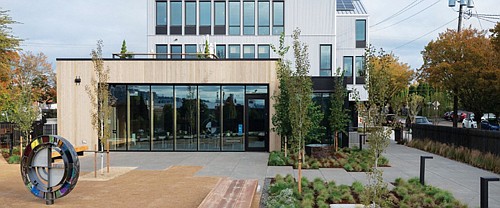 A new constructed headquarters for the Meyer Memorial Trust at 2045 N. Vancouver in the historically Black Albina community of north and northeast Portland opened this fall, a testament to the organization’s  mission to create a transformative future in Oregon, one where there is more economic opportunity for people of color and less hate and injustice.