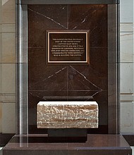 commemorative marker at the visitor center honors the work of laborers, including enslaved African Americans, in building the US Capitol