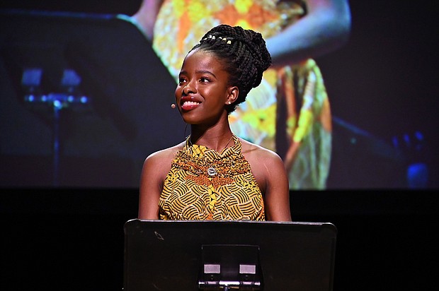 Amanda Gorman is a young poet that is part of the Biden-Harris inauguration. This file image shows Gorman speaking on stage on November 04, 2019 in New York City.
Credit:	Astrid Stawiarz/Getty Images for Together Live