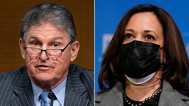 The White House called Democratic Sen. Joe Manchin after Vice President Kamala Harris conducted interviews with West Virginia media, according to a person with knowledge of the conversation.
Credit: Getty Images/AP