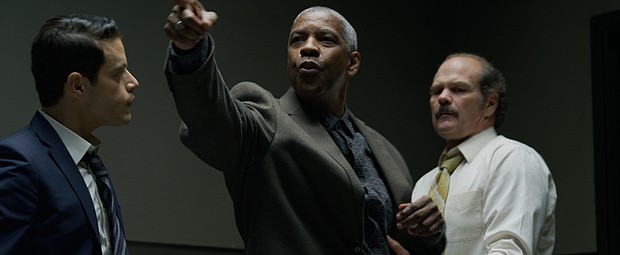 Rami Malek, Denzel Washington and Chris Bauer in a scene from "The Little Things."
Credit:	Warner Bros.