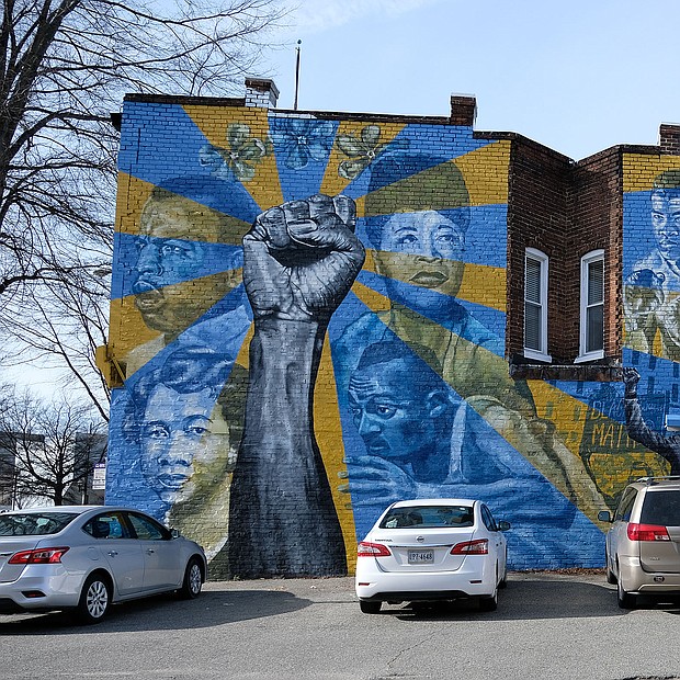 As Black History Month gets underway, this dramatic mural provides an artistic celebration of the people and events who represent protest, progress and achievement. Location: 504 W. Broad St. in Downtown. Richmond artists Ed Trask and Jason Ford created the mural, called “Voices of Perseverance,” as part of the Mending Walls RVA initiative. Launched by muralist Hamilton Glass, Mending Walls aims to bring together artists to develop projects that spark empathy and dialogue. Mr. Glass came up with the idea during the upheaval over racial justice and police misconduct that led to the removal of most of the city’s Confederate statues.