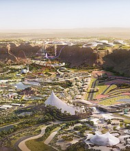 Record-breaking roller coaster will travel more than 155 miles per hour. This image is a rendering of Six Flags Qiddiya, due to open in Saudi Arabia in 2023.
Credit:	Qiddiya Investment Company