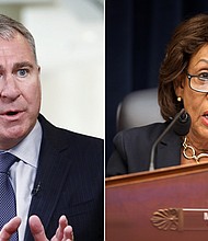 In the wake of the GameStop fiasco, House Financial Services Chair Maxine Waters (right) says momentum is building for a stock-trading tax while Citadel Securities founder Ken Griffin (left) warns a tax would boomerang.
Credit:	Patrick T. Fallon/Bloomberg/Chip Somodevilla/Getty Images