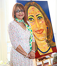 Artist Linda Simien Kelly’s portrait, titled “The Identity of Change”; Photo Credit Tawana Cox