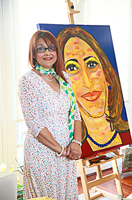 Artist Linda Simien Kelly’s portrait, titled “The Identity of Change”; Photo Credit Tawana Cox