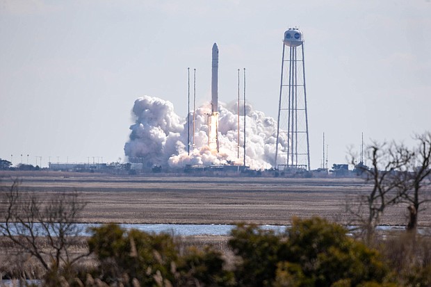 The Northrop Grumman Antares rocket, with a Cygnus resupply spacecraft aboard, launches from NASA's Wallops Flight Facility in Virginia on February 20.
Credit:	Patrick Black/NASA