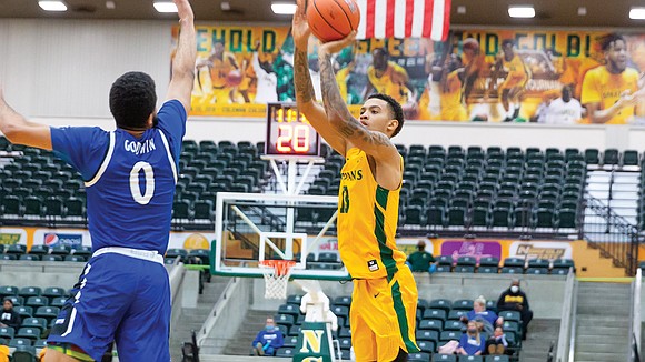 Daryl Anderson Jr. is Norfolk State University’s spark from the arc. Most of his points come in bunches of threes.