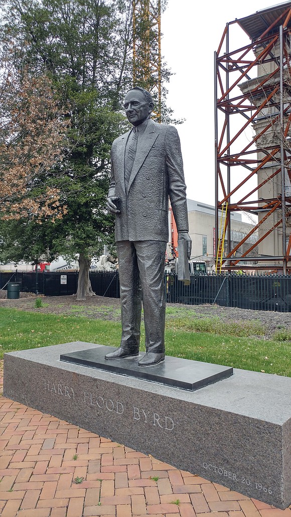 The statue of Harry F. Byrd Sr., an icon of white supremacy and Black oppression, is to be moved after ...