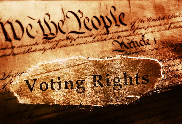 Voting Rights text on United States Constitution.