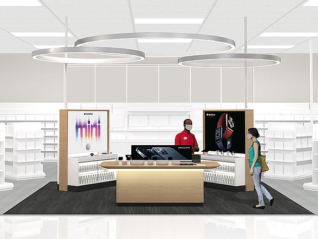 A rendering of the new Apple mini shop rolling out at 17 Target locations.
Credit:	Target
