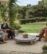 Prince Harry and his wife Meghan, the duchess of Sussex, talk with Oprah Winfrey for television special.