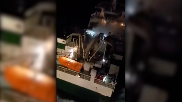 More than 30 crew members were rescued via helicopters and naval vessels after a fire erupted on their ship roughly …