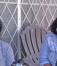 Ossie Riley, 85, sits next to her granddaughter, Lakita, in Houston.  Ossie Riley is blind and fears she will lose her home that was damaged in a recent storm.
Credit:	KTRK