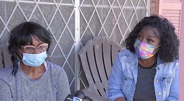 Ossie Riley, 85, sits next to her granddaughter, Lakita, in Houston.  Ossie Riley is blind and fears she will lose her home that was damaged in a recent storm.
Credit:	KTRK