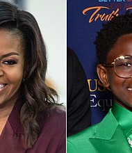 Michelle Obama on March 4 held a virtual meeting with the teenage daughter of Dwayne Wade, Zaya Wade.
Credit:	Getty Images