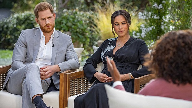Harry and Meghan's interview with Oprah Winfrey was a cultural earthquake, with upwards of 17 million viewers measured by Nielsen's TV ratings scale.
Credit:	Harpo Productions/Joe Pugliese/Getty Images