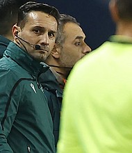 UEFA announced that Romanian fourth official Sebastian Colţescu and assistant referee Octavian Sovre have been cleared of racism and other discriminatory conduct during December 2020 Champions League match between Paris Saint-Germain and Istanbul Basaksehir in Paris.
Credit:	IAN LANGSDON/EPA-EFE/Shutterstock