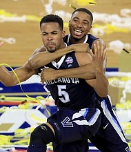 Villanova players celebrate after winning the NCAA championship game on April 2, 2018.
Credit:	Getty Images