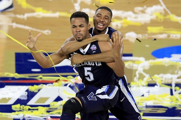 Villanova players celebrate after winning the NCAA championship game on April 2, 2018.
Credit:	Getty Images