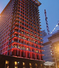 Richmond City Hall was illuminated in “Heartbeat Red” throughout last weekend in remembrance of the more than 200 Richmonders who died during the last year from the coronavirus.