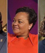 Troy Carter, left, and Karen Carter Peterson, center, advanced to a runoff in Louisiana's special election for the 2nd District, while Julia Letlow will win the special election in the 5th District, CNN projects.
Mandatory Credit:	Associated Press