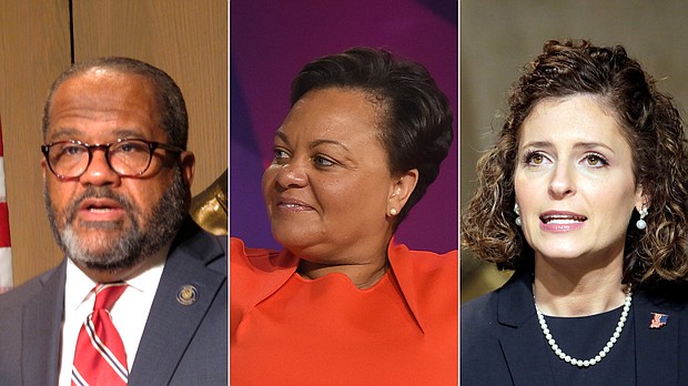 Troy Carter, left, and Karen Carter Peterson, center, advanced to a runoff in Louisiana's special election for the 2nd District, while Julia Letlow will win the special election in the 5th District, CNN projects.
Mandatory Credit:	Associated Press