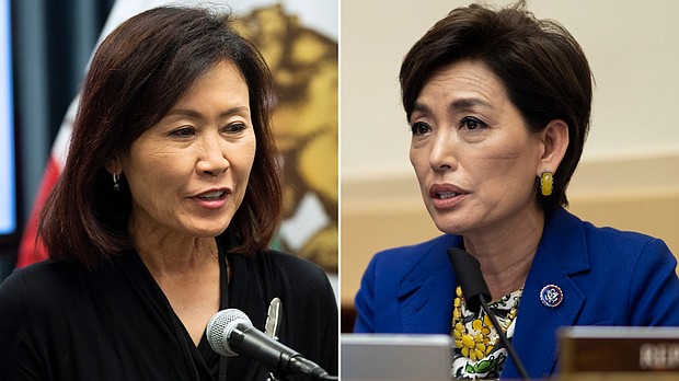 Reps. Michelle Steel, left, and Young Kim, who have been friends for decades, broke history together, becoming the first Republican Korean American women in Congress.
Mandatory Credit:	Orange County Register/Getty Images