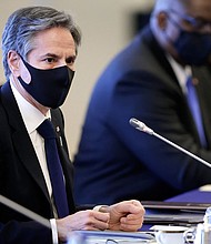 Secretary of State Tony Blinken, seen here on March 16, said in a statement on March 31 that the United States had received the $335 million settlement from Sudan.
Mandatory Credit: Kiyoshi Oita/Pool/AFP/Getty Images