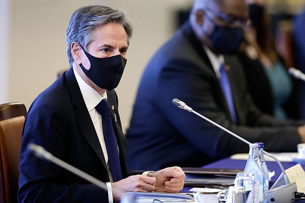 Secretary of State Tony Blinken, seen here on March 16, said in a statement on March 31 that the United States had received the $335 million settlement from Sudan.
Mandatory Credit:	Kiyoshi Oita/Pool/AFP/Getty Images