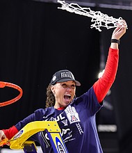For the first time in NCAA women's tournament history, there will be two Black women head coaches in the same Final Four. Adia Barnes, seen here on March 29, and her Arizona team will make their debut appearance.
Mandatory Credit:	Carmen Mandato/Getty Images North America/Getty Images
