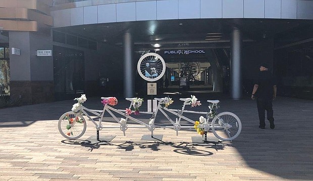 The Ghost Bike memorial (pictured) honors five cyclists killed just outside the La
s Vegas Valley in December.
Mandatory Credit:	KVVU