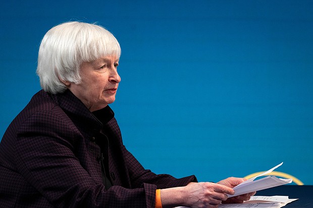 Treasury Secretary Janet Yellen, seen here on Feb. 5, called for a global minimum corporate tax rate on April 5.
Mandatory Credit:	Drew Angerer/Getty Images