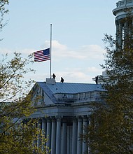 House Speaker Nancy Pelosi and Senate Majority Leader Chuck Schumer announced on April 6 that fallen Capitol Police Officer William "Billy" Evans, who was killed as the result of an attack on the Capitol last week, will lie in honor in the Capitol Rotunda.
Mandatory Credit:	Alex Brandon/AP