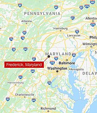 Maryland police are "on scene responding to an active shooter" in the city of Frederick on April 6, according to a tweet from city police.
Mandatory Credit:	CNN/Google