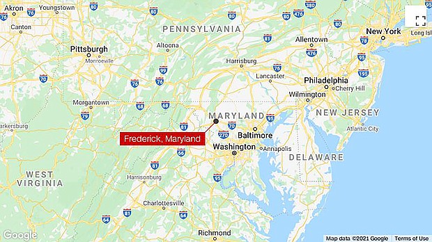 Maryland police are "on scene responding to an active shooter" in the city of Frederick on April 6, according to a tweet from city police.
Mandatory Credit:	CNN/Google
